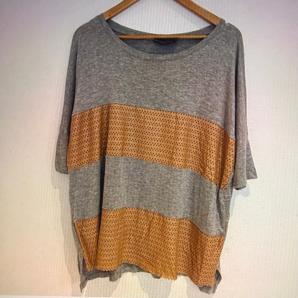 ANTHROPOLOGIE Sunday in Brooklyn Ridgewood Perforated Faux Leather Strips Sz S/M